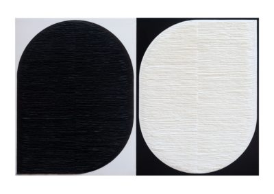 Black and white shapes on black and white background