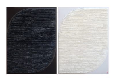 Diptych forms black and white on black and white