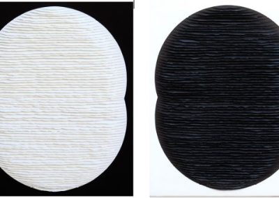 Diptych black and white ovals