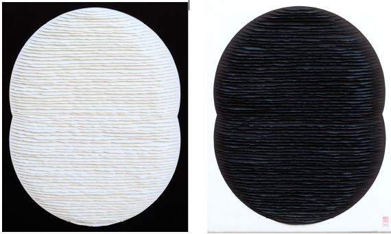 Diptych black and white ovals