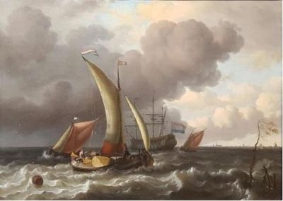 Sailing Ships on a Stormy Sea