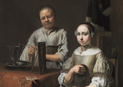 Interior with young woman and his maiden