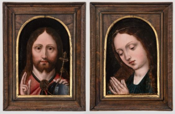 A diptych. Christ Blessing and Praying Virgin