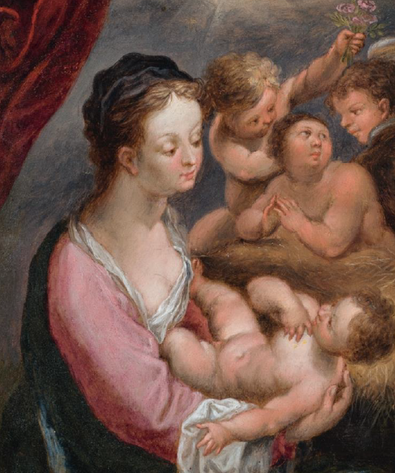 Virgen con niño y ángeles