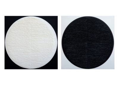 Diptych. Black and white circles on inverted background