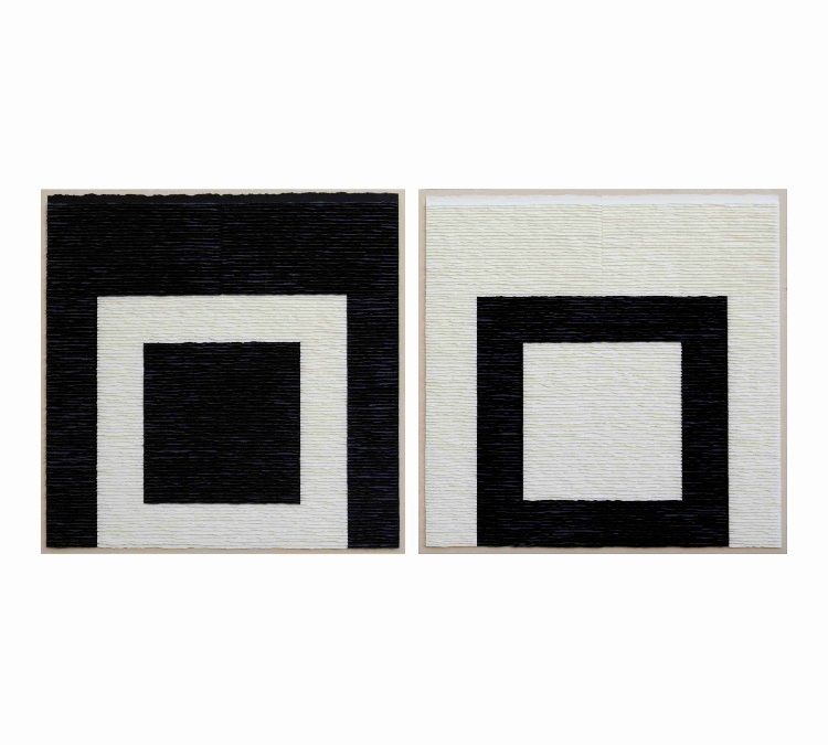 Diptych black and white structures on black and white background