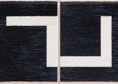 Diptych white structure on black background