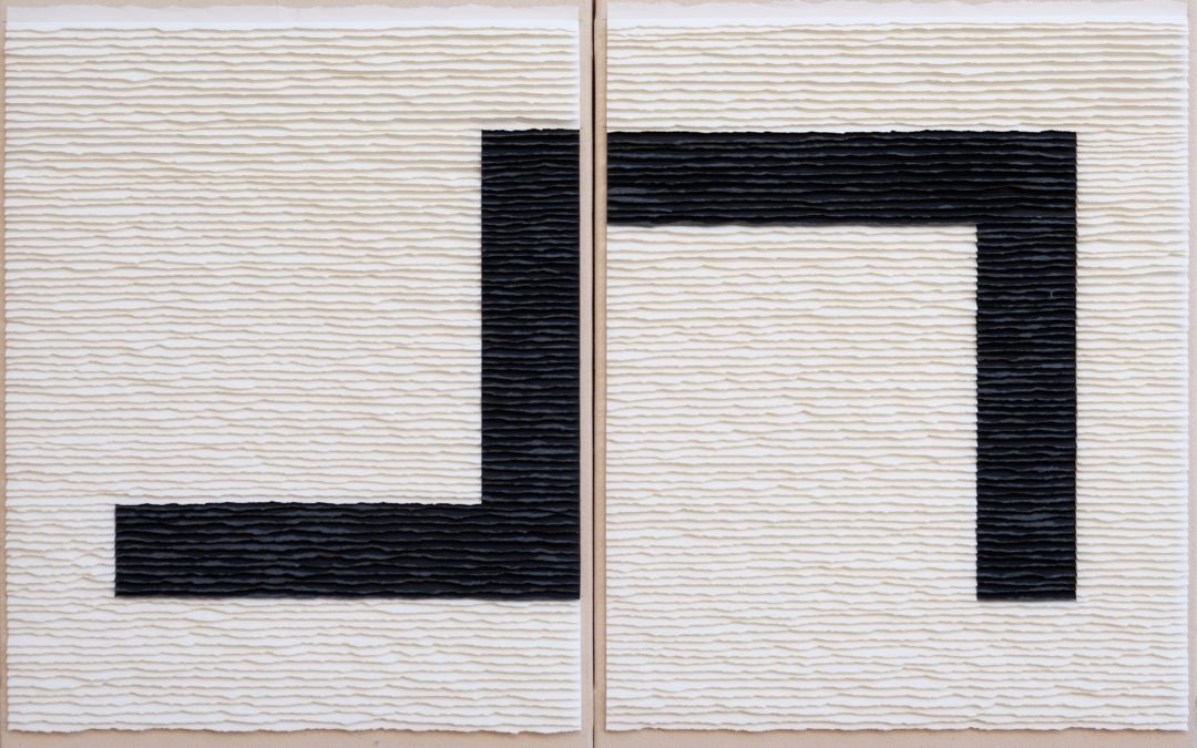 Diptych black structure on white background