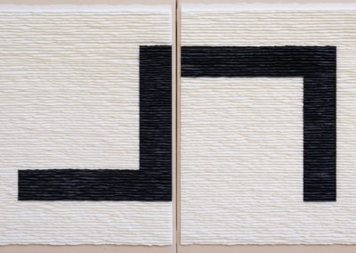 Diptych black structure on white background