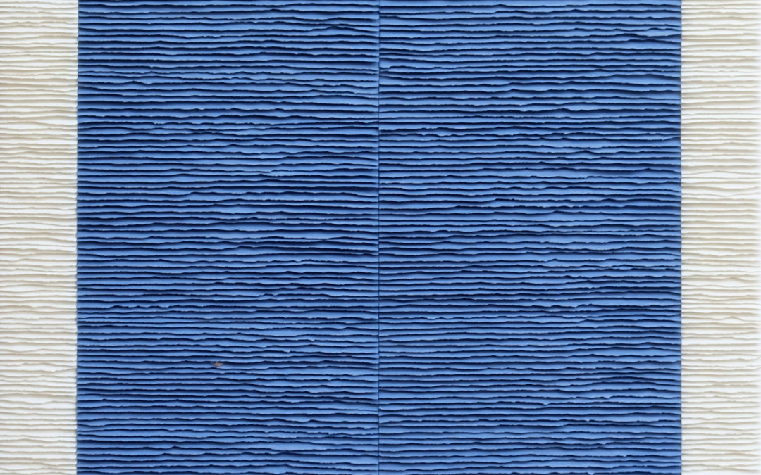Black and white composition over blue