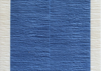 Black and white composition over blue