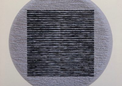 Black square striped on gray circle