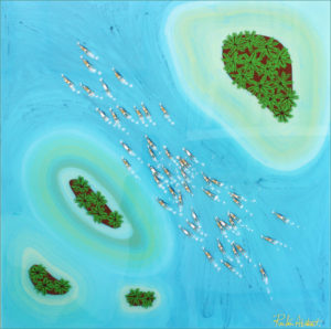 Swimmers 761 blu blue blau mar abstract painter The Berry Islands rubenabstract blue stripes azul mar ocean water